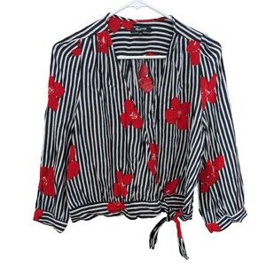 Madewell Wrap Top in Candied Orchids Womens Large 70s Floral Ashen H8282